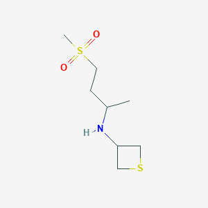 molecular formula C8H17NO2S2 B8221732 N-(4-methanesulfonylbutan-2-yl)thietan-3-amine 