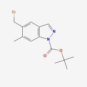 molecular formula C14H17BrN2O2 B8221769 tert-butyl 5-(bromomethyl)-6-methyl-1H-indazole-1-carboxylate 