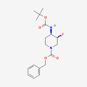 molecular formula C18H25FN2O4 B8221793 (3S,4R)-Benzyl 4-((tert-butoxycarbonyl)amino)-3-fluoropiperidine-1-carboxylate 