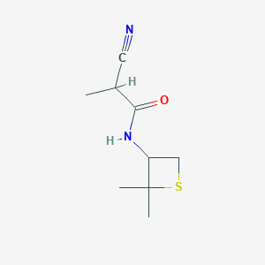 molecular formula C9H14N2OS B8221837 2-Cyano-N-(2,2-dimethylthietan-3-yl)propanamide 