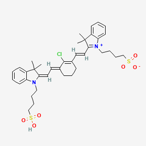 molecular formula C38H47ClN2O6S2 B8221967 4-[2-[(E)-2-[(3E)-2-chloro-3-[(2E)-2-[3,3-dimethyl-1-(4-sulfobutyl)indol-2-ylidene]ethylidene]cyclohexen-1-yl]ethenyl]-3,3-dimethylindol-1-ium-1-yl]butane-1-sulfonate 