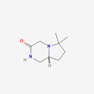 molecular formula C9H16N2O B8222027 (R)-6,6-Dimethylhexahydropyrrolo[1,2-a]pyrazin-3(4H)-one 