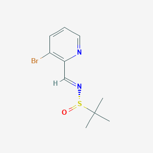 molecular formula C10H13BrN2OS B8222057 (NE,S)-N-[(3-bromopyridin-2-yl)methylidene]-2-methylpropane-2-sulfinamide 