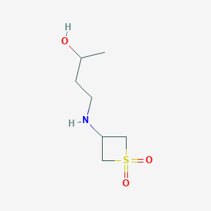 molecular formula C7H15NO3S B8222129 3-((3-Hydroxybutyl)amino)thietane1,1-dioxide 