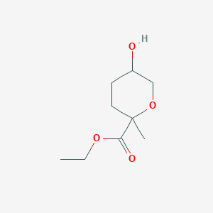 molecular formula C9H16O4 B8222236 Ethyl 5-hydroxy-2-methyloxane-2-carboxylate 