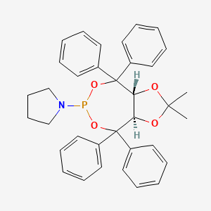 molecular formula C35H36NO4P B8222336 1-[(3aR,8aR)-Tetrahydro-2,2-dimethyl-4,4,8,8-tetraphenyl-1,3-dioxolo[4,5-e][1,3,2]dioxaphosphepin-6-yl]pyrrolidine 