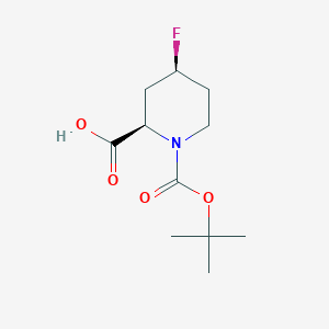 molecular formula C11H18FNO4 B8222374 (2R,4S)-1-[(tert-Butoxy)carbonyl]-4-fluoropiperidine-2-carboxylic acid 