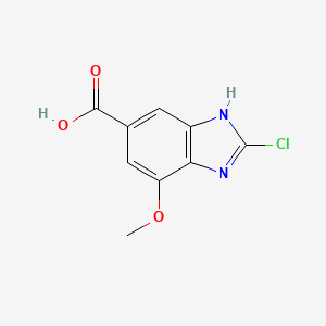 molecular formula C9H7ClN2O3 B8222405 2-Chloro-7-methoxy-1H-benzo[d]imidazole-5-carboxylic acid 