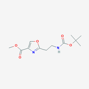molecular formula C12H18N2O5 B8222504 Methyl 2-(2-((tert-butoxycarbonyl)amino)ethyl)oxazole-4-carboxylate 