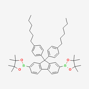 molecular formula C49H64B2O4 B8222568 1,3,2-Dioxaborolane, 2,2'-[9,9-bis(4-hexylphenyl)-9H-fluorene-2,7-diyl]bis[4,4,5,5-tetramethyl- 