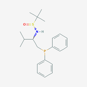 molecular formula C21H30NOPS B8222592 (R)-N-[(S)-1-(Diphenylphosphino)-3-methyl-2-butyl]-2-methylpropane-2-sulfinamide 