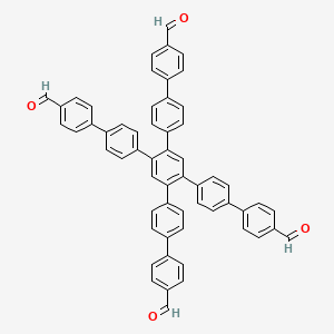 molecular formula C58H38O4 B8222616 4'',5''-Bis(4'-formyl-[1,1'-biphenyl]-4-yl)-[1,1':4',1'':2'',1''':4''',1''''-quinquephenyl]-4,4''''-dicarbaldehyde 