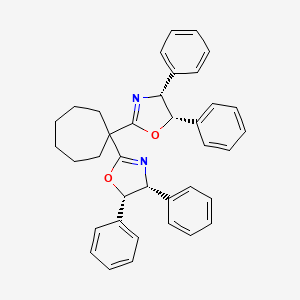 molecular formula C37H36N2O2 B8222645 (4R,4'R,5S,5'S)-2,2'-(Cycloheptane-1,1-diyl)bis(4,5-diphenyl-4,5-dihydrooxazole) 