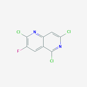molecular formula C8H2Cl3FN2 B8222662 2,5,7-Trichloro-3-fluoro-1,6-naphthyridine 