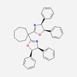 molecular formula C37H36N2O2 B8222678 (4S,4'S,5R,5'R)-2,2'-(Cycloheptane-1,1-diyl)bis(4,5-diphenyl-4,5-dihydrooxazole) 