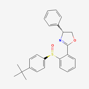 molecular formula C25H25NO2S B8222781 (R)-2-(2-((R)-(4-(tert-Butyl)phenyl)sulfinyl)phenyl)-4-phenyl-4,5-dihydrooxazole 