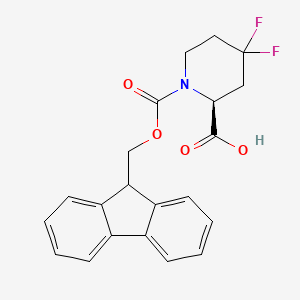 molecular formula C21H19F2NO4 B8222785 (S)-1-(((9H-Fluoren-9-yl)methoxy)carbonyl)-4,4-difluoropiperidine-2-carboxylic acid 