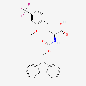 molecular formula C27H24F3NO5 B8222787 (S)-2-((((9H-Fluoren-9-yl)methoxy)carbonyl)amino)-4-(2-methoxy-4-(trifluoromethyl)phenyl)butanoic acid 