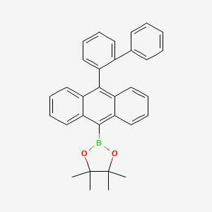 molecular formula C32H29BO2 B8222818 2-(10-([1,1'-Biphenyl]-2-yl)anthracen-9-yl)-4,4,5,5-tetramethyl-1,3,2-dioxaborolane 