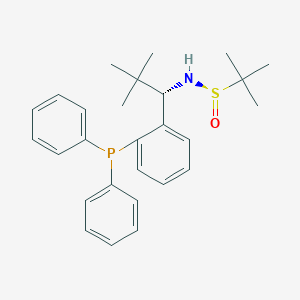 molecular formula C27H34NOPS B8222832 (R)-N-[(S)-1-[2-(Diphenylphosphino)phenyl]-2,2-dimethylpropyl]-2-methylpropane-2-sulfinamide 