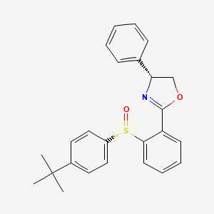 molecular formula C25H25NO2S B8222838 (4R)-2-[2-[(S)-(4-tert-butylphenyl)sulfinyl]phenyl]-4-phenyl-4,5-dihydro-1,3-oxazole 