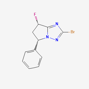 molecular formula C11H9BrFN3 B8222908 (5S,7S)-2-Bromo-7-fluoro-5-phenyl-6,7-dihydro-5H-pyrrolo[1,2-b][1,2,4]triazole 