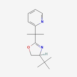 molecular formula C15H22N2O B8222968 (S)-4-(tert-Butyl)-2-(2-(pyridin-2-yl)propan-2-yl)-4,5-dihydrooxazole 