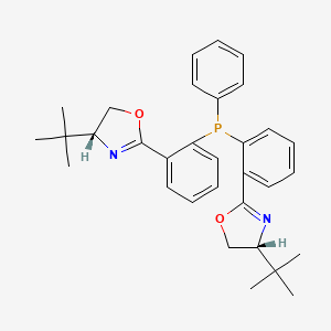 molecular formula C32H37N2O2P B8223033 Bis[2-[(R)-4-tert-butyl-2-oxazoline-2-yl]phenyl]phenylphosphine 