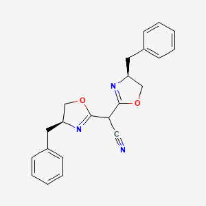 molecular formula C22H21N3O2 B8223087 2,2-Bis((S)-4-benzyl-4,5-dihydrooxazol-2-yl)acetonitrile 