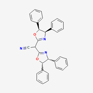 molecular formula C32H25N3O2 B8223128 2,2-Bis((4R,5S)-4,5-diphenyl-4,5-dihydrooxazol-2-yl)acetonitrile 