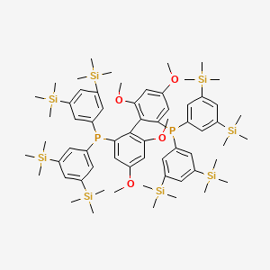 molecular formula C64H100O4P2Si8 B8223144 (R)-(4,4',6,6'-Tetramethoxy-[1,1'-biphenyl]-2,2'-diyl)bis(bis(3,5-bis(trimethylsilyl)phenyl)phosphane) 