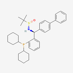 molecular formula C35H46NOPS B8223304 (S)-N-[(S)-(2-dicyclohexylphosphanylphenyl)-(4-phenylphenyl)methyl]-2-methylpropane-2-sulfinamide 