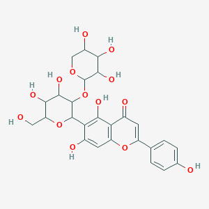 6-[4,5-Dihydroxy-6-(hydroxymethyl)-3-(3,4,5-trihydroxyoxan-2-yl)oxyoxan-2-yl]-5,7-dihydroxy-2-(4-hydroxyphenyl)chromen-4-one