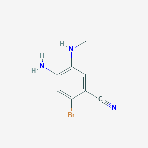 molecular formula C8H8BrN3 B8223712 4-Amino-2-bromo-5-(methylamino)benzonitrile 