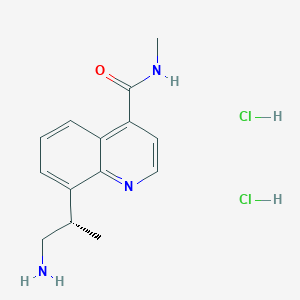 molecular formula C14H19Cl2N3O B8223733 (S)-8-(1-Aminopropan-2-yl)-N-methylquinoline-4-carboxamide (dihydrochloride) 