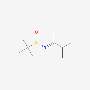 molecular formula C9H19NOS B8223757 2-Methyl-propane-2-sulfinic acid (1,2-dimethyl-propylidene)-amide 