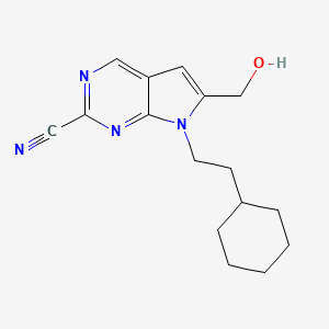 molecular formula C16H20N4O B8223779 7-(2-cyclohexylethyl)-6-(hydroxymethyl)-7H-pyrrolo[2,3-d]pyrimidine-2-carbonitrile 