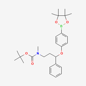 molecular formula C27H38BNO5 B8223802 tert-Butyl methyl(3-phenyl-3-(4-(4,4,5,5-tetramethyl-1,3,2-dioxaborolan-2-yl)phenoxy)propyl)carbamate 