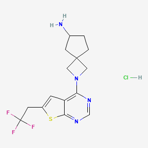 molecular formula C15H18ClF3N4S B8223804 2-(6-(2,2,2-Trifluoroethyl)thieno[2,3-D]pyrimidin-4-YL)-2-azaspiro[3.4]octan-6-amine hydrochloride 