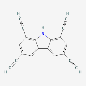 molecular formula C20H9N B8223887 1,3,6,8-Tetraethynyl-9H-carbazole 