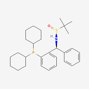molecular formula C29H42NOPS B8223917 (S)-N-[(S)-(2-dicyclohexylphosphanylphenyl)-phenylmethyl]-2-methylpropane-2-sulfinamide 