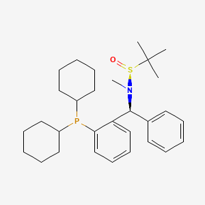 molecular formula C30H44NOPS B8223921 (S)-N-[(S)-(2-dicyclohexylphosphanylphenyl)-phenylmethyl]-N,2-dimethylpropane-2-sulfinamide 