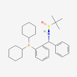 molecular formula C29H42NOPS B8223928 (S)-N-[(R)-(2-dicyclohexylphosphanylphenyl)-phenylmethyl]-2-methylpropane-2-sulfinamide 
