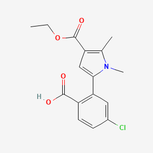 molecular formula C16H16ClNO4 B8223965 4-Chloro-2-(4-(ethoxycarbonyl)-1,5-dimethyl-1H-pyrrol-2-yl)benzoic acid 