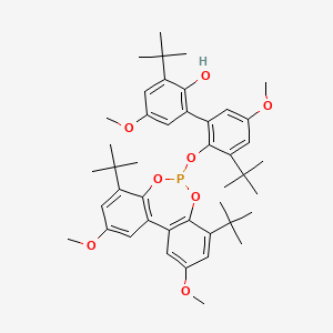 molecular formula C44H57O8P B8223985 3,3'-Di-tert-butyl-2'-(4,8-di-tert-butyl-2,10-dimethoxydibenzo[d,f][1,3,2]dioxaphosphepin-6-yloxy)-5,5'-dimethoxybiphenyl-2-ol 