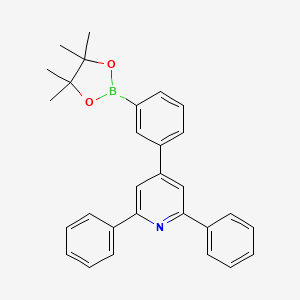 molecular formula C29H28BNO2 B8224006 2,6-Diphenyl-4-(3-(4,4,5,5-tetramethyl-1,3,2-dioxaborolan-2-yl)phenyl)pyridine 