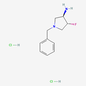 molecular formula C11H17Cl2FN2 B8224014 (3S,4S)-1-Benzyl-4-fluoropyrrolidin-3-amine (dihydrochloride) 