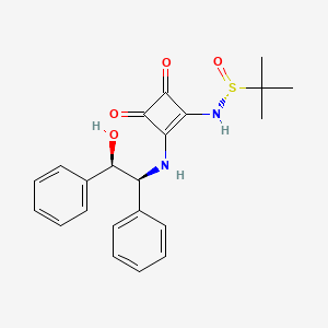 molecular formula C22H24N2O4S B8224066 (R)-N-(2-(((1S,2R)-2-Hydroxy-1,2-diphenylethyl)amino)-3,4-dioxocyclobut-1-en-1-yl)-2-methylpropane-2-sulfinamide 
