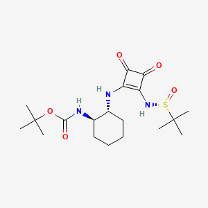 molecular formula C19H31N3O5S B8224073 tert-Butyl ((1R,2R)-2-((2-(((R)-tert-butylsulfinyl)amino)-3,4-dioxocyclobut-1-en-1-yl)amino)cyclohexyl)carbamate 