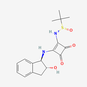 molecular formula C17H20N2O4S B8224079 (S)-N-(2-(((1R,2R)-2-Hydroxy-2,3-dihydro-1H-inden-1-yl)amino)-3,4-dioxocyclobut-1-en-1-yl)-2-methylpropane-2-sulfinamide 
